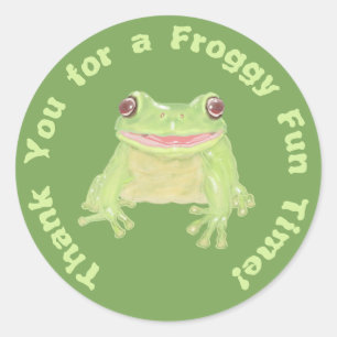 Sticker Rond Cute Green Tree Frog - Merci anniversaire de enfan