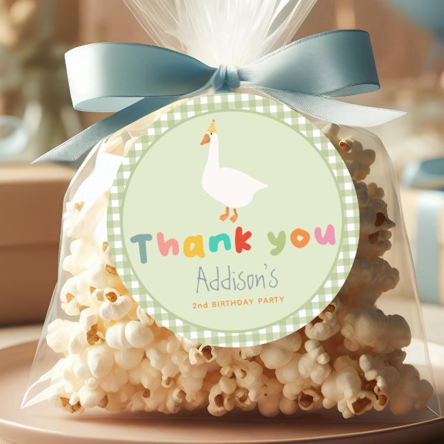 Sticker Rond Cute Green Two Silly Goose 2nd Birthday Favoriser (Créateur téléchargé)