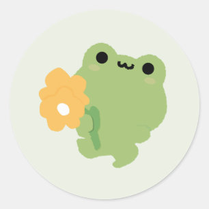Sticker Rond Cute grenouille romantique
