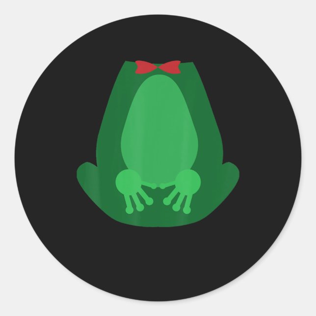 Sticker Rond Cute Grenouille Vert Jardin Assis Cosplay (Devant)