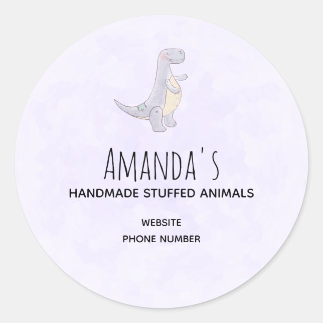 Sticker Rond Cute Grey Tyrannosaurus Rex Dinosaur Toy Business (Devant)
