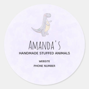 Sticker Rond Cute Grey Tyrannosaurus Rex Dinosaur Toy Business