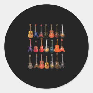 Sticker Rond Cute Guitare Rock Et Roulez Instruments De Musique