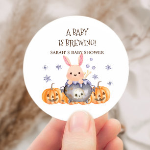 Sticker Rond Cute Halloween Cauldron Baby brasse douche