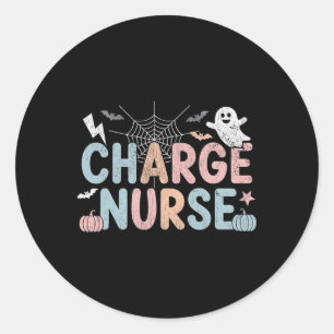 Sticker Rond Cute Halloween Charge Infirmière