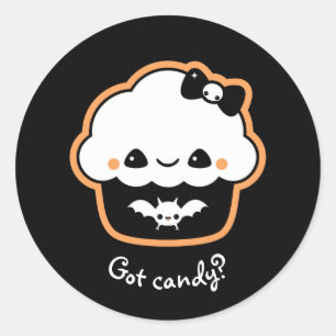 Sticker Rond Cute Halloween Cupcake