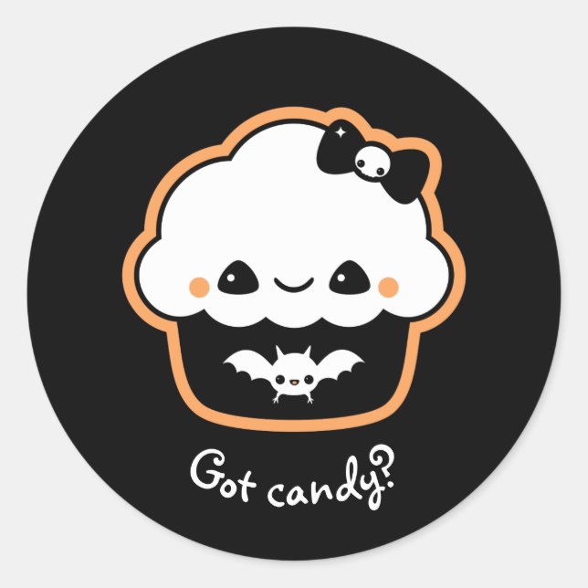 Sticker Rond Cute Halloween Cupcake (Devant)
