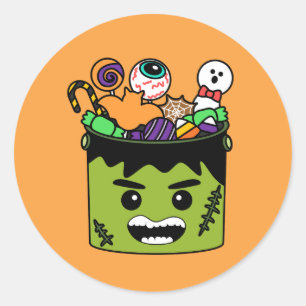 Sticker Rond Cute Halloween Frankenstein Fête des enfants