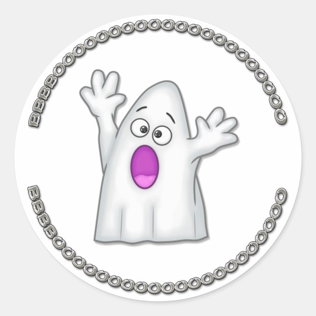 Sticker Rond Cute Halloween Ghost Boo (Devant)