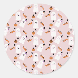 Sticker Rond Cute Halloween Ghost Ghoul Orange Rose Confetti