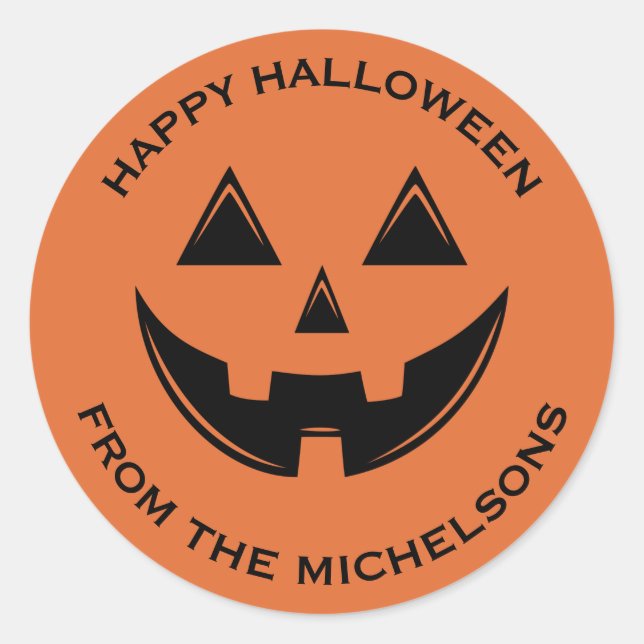Sticker Rond Cute Halloween Jack-o'-lantern Citrouille (Devant)