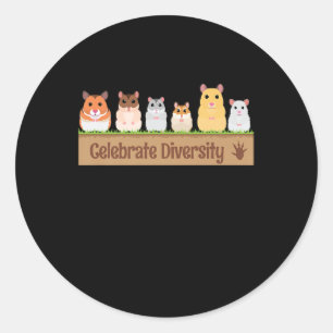Sticker Rond Cute Hamster Pet Celebrate Diversity Owner