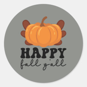 Sticker Rond Cute Happy Fall citrouille saisonnier