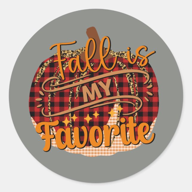 Sticker Rond Cute Happy Fall citrouille saisonnier (Devant)