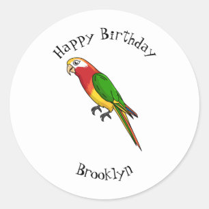 Sticker Rond Cute happy parrot