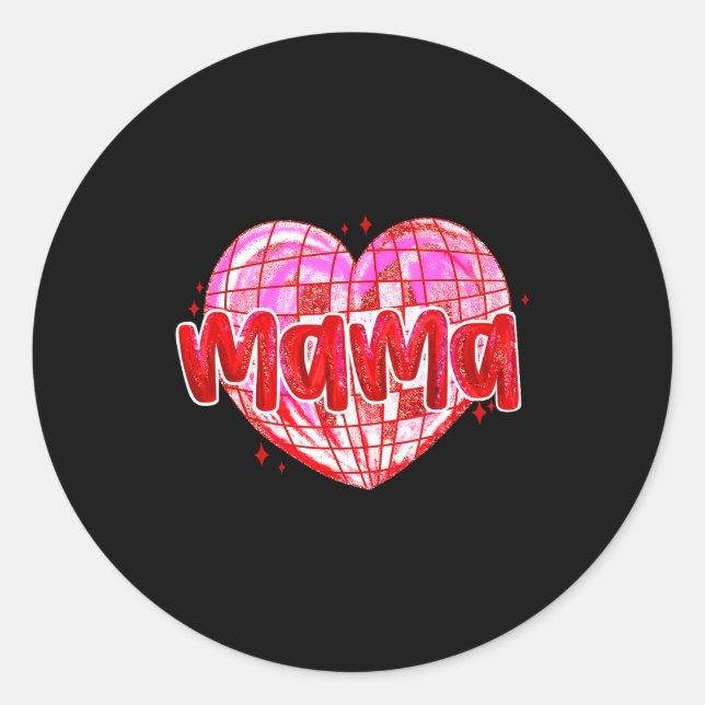 Sticker Rond Cute Heart Mama Valentines Day Mom Wife  (Devant)