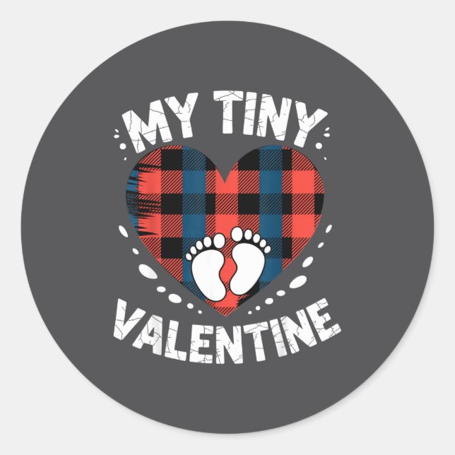Sticker Rond Cute Heart My Tiny Valentine Pregnancy Announcemen (Devant)