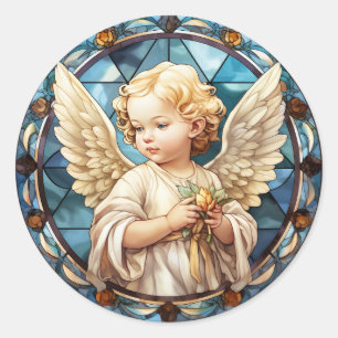 Sticker Rond Cute Heavenly Angel religieux