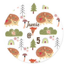 Cute Hedgehog Nature Floral Rainbow Motif