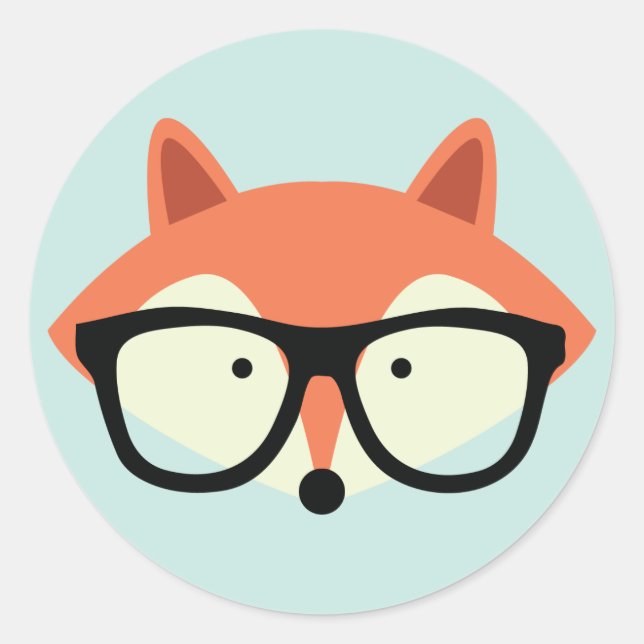 Sticker Rond Cute Hipster Red Fox (Devant)