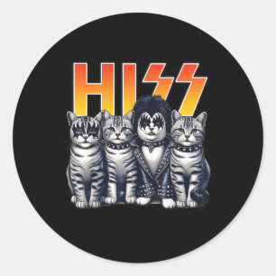 Sticker Rond Cute Hiss Chats Rock Kittens Kitty Rocking Music C