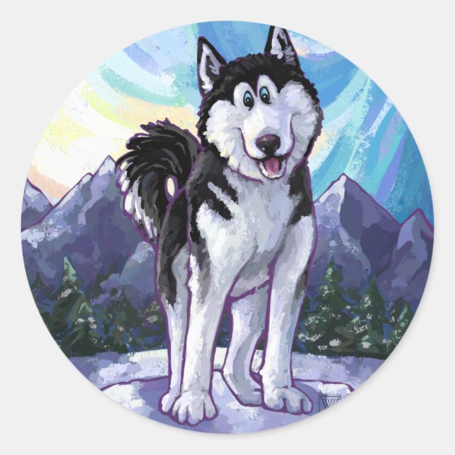 Sticker Rond Cute Husky (Devant)