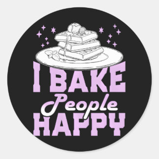 Sticker Rond Cute I Bake People Happy Funny Chef Cake Baker