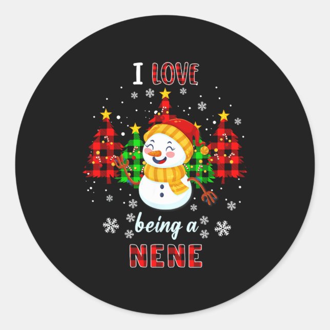 Sticker Rond Cute I Love Being A Nene Snowman Christmas Valenti (Devant)