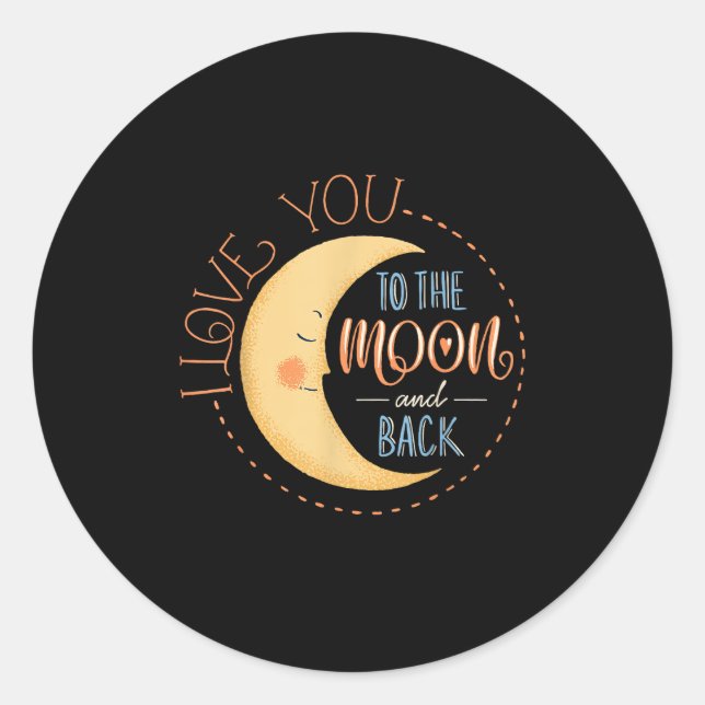 Sticker Rond Cute I Love You To The Moon And Back Whimsical Sty (Devant)