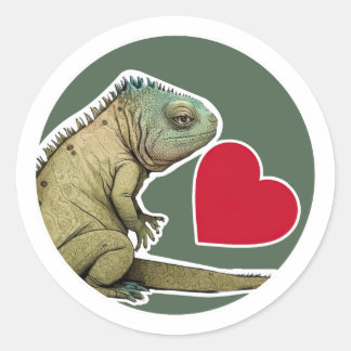 Sticker Rond Cute Iguana