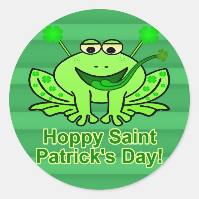 Sticker Rond Cute Irlandaise Saint Patrick's Day Frog (Devant)