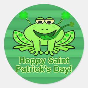 Sticker Rond Cute Irlandaise Saint Patrick's Day Frog