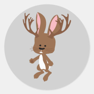 Sticker Rond Cute Jackalope