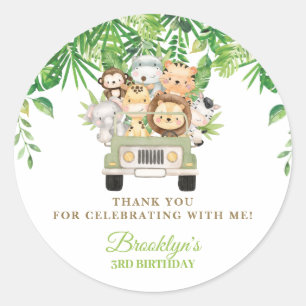 Sticker Rond Cute Jungle Animaux Safari Voiture Verdure Favoris