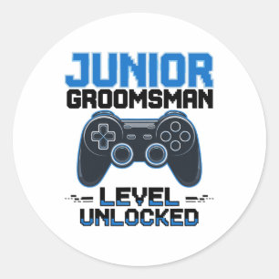 Sticker Rond Cute Junior Groomsman Niveau Déverrouillé Mariage