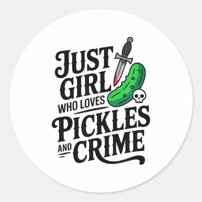 Sticker Rond Cute Just A Girl Who Loves Ckles And Crime Hallowe (Devant)