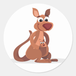 Sticker Rond Cute Kangaroo Animé