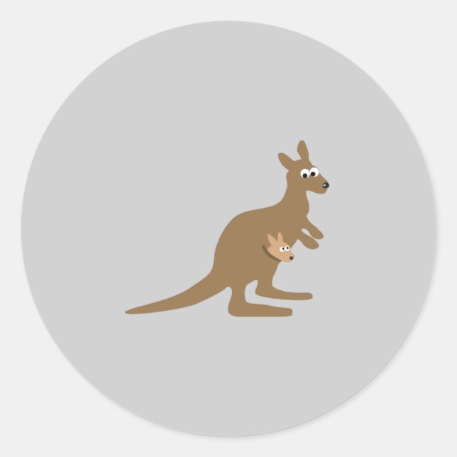 Sticker Rond Cute Kangaroo et Joey (Devant)