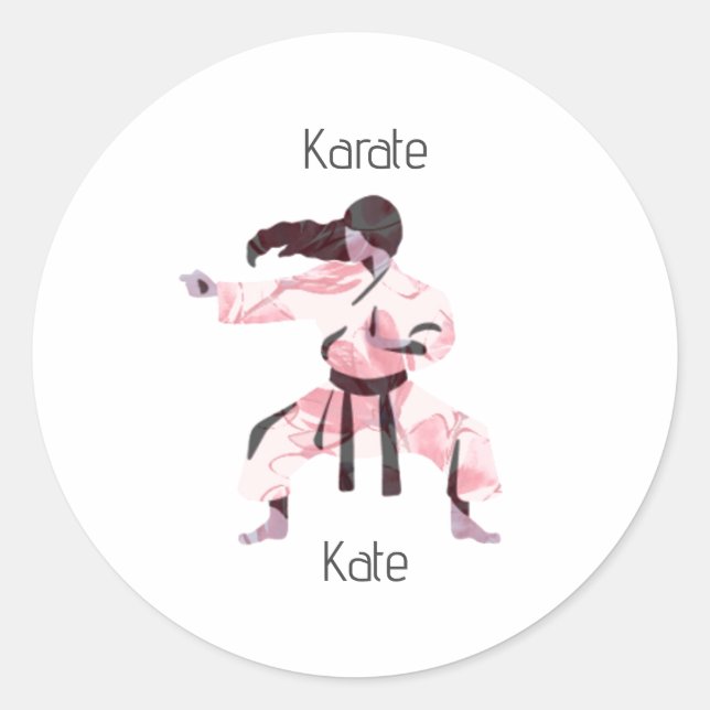 Sticker Rond Cute Karate Girl Martial Arts (Devant)