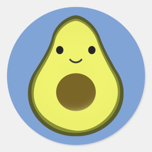 Sticker Rond Cute Kawaii Avocado (Devant)