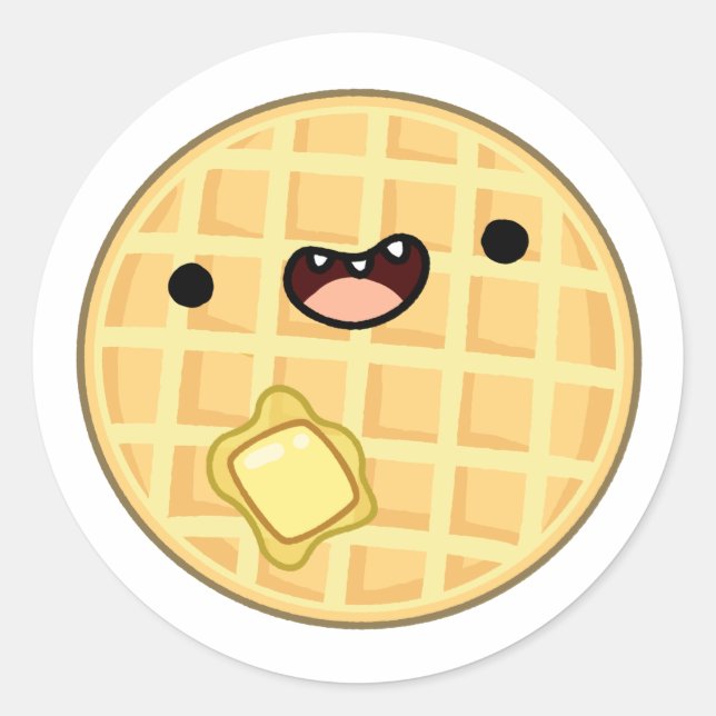 Sticker Rond Cute Kawaii Beurre gaufre (Devant)