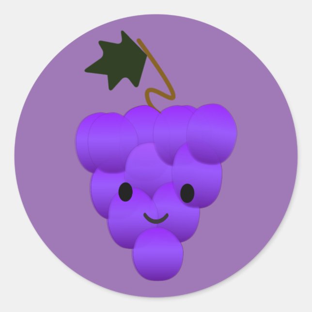 Sticker Rond Cute Kawaii Bunch de raisins (Devant)