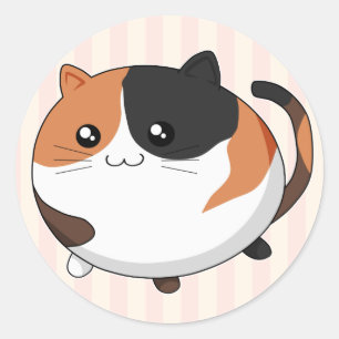 Sticker Rond Cute Kawaii Calico chaton