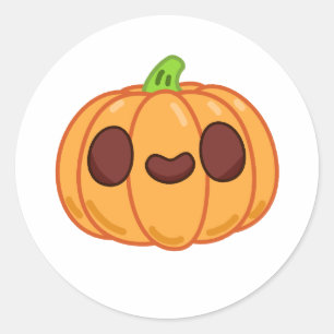 Sticker Rond Cute Kawaii Citrouille d'Halloween