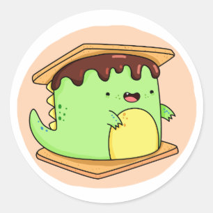 Sticker Rond Cute Kawaii Dino-smore