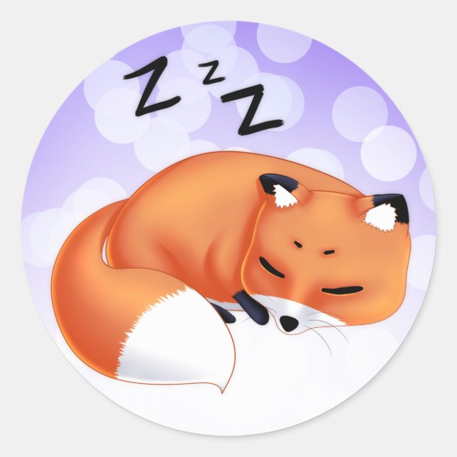 Sticker Rond Cute Kawaii Dormir dessin animé renard (Devant)
