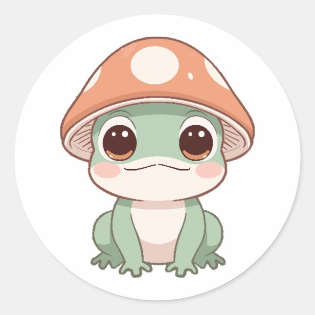 Sticker Rond Cute Kawaii Grenouille dans un chevalet Casquette  (Devant)