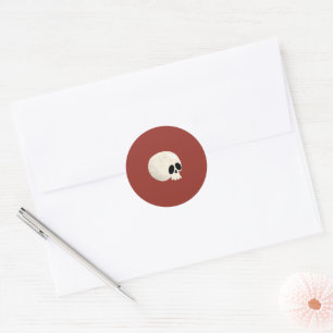 Sticker Rond Cute Kawaii Halloween Crâne Pois rouge
