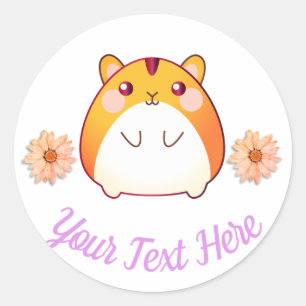 Sticker Rond Cute Kawaii Hamster personnalisé