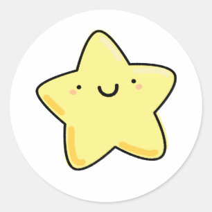 Sticker Rond Cute Kawaii Happy Star